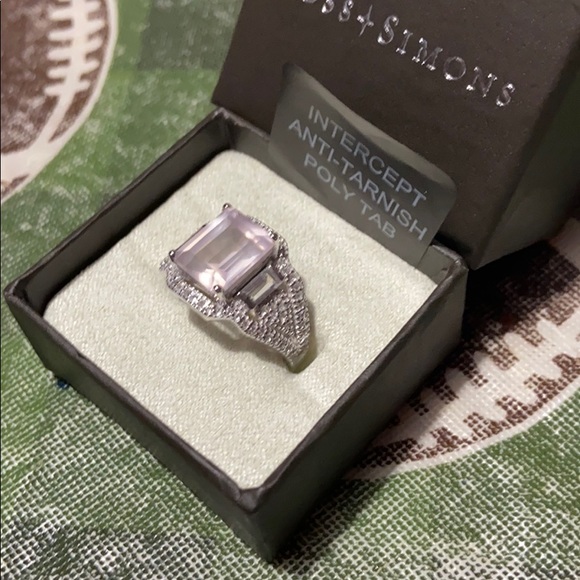 COPY - Ring, Rose quartz and white topaz, size 7 - Picture 2 of 3